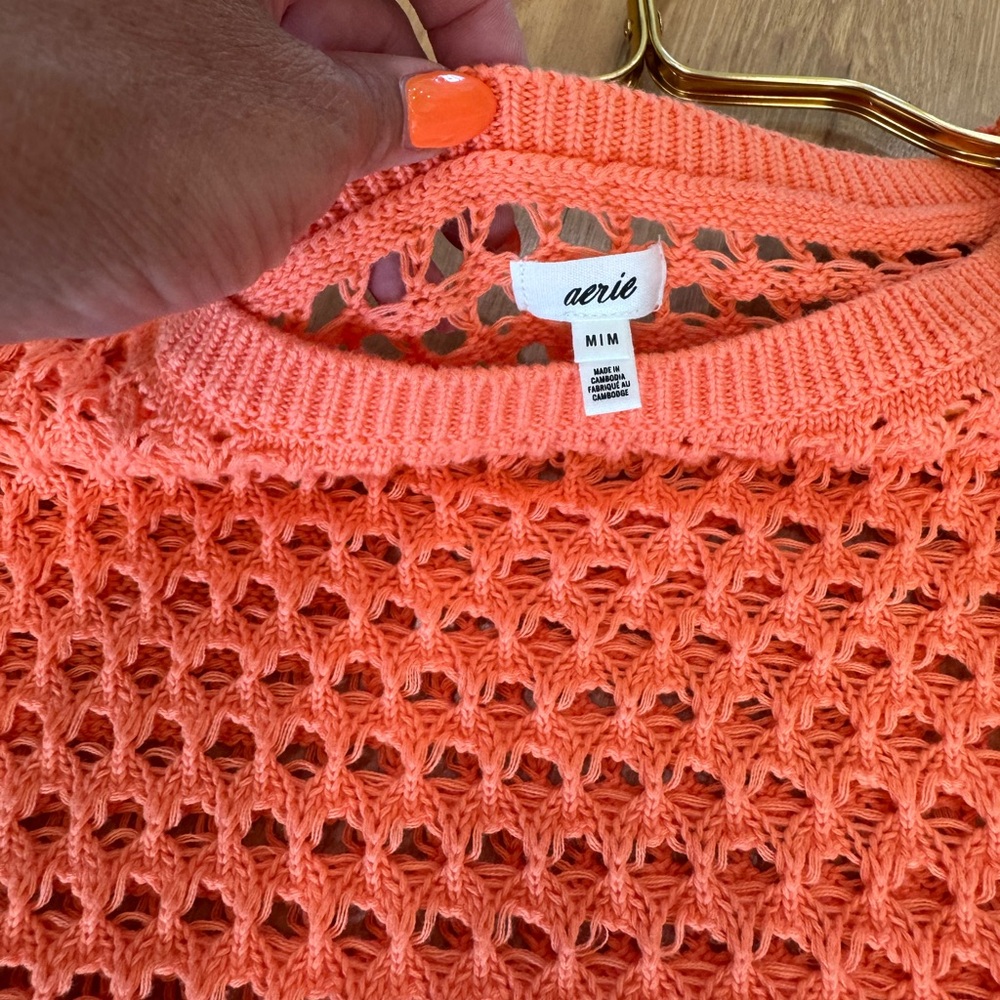 Aerie - Orange Crochet Vacay Knit Set - medium top + medium bottom NWOT - Picture 7 of 17